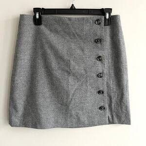 Banana Republic Wrap Skirt Button Front Straight Wool Blend Gray 4 Dark Academia